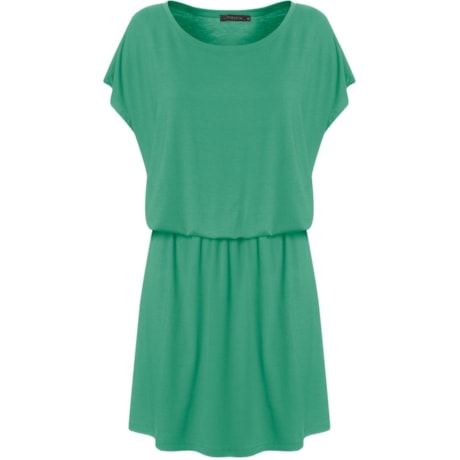 CAPITOLLIUM - VESTIDO BLUSADO LISO DECOTE REDONDO - VERDE