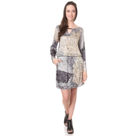 CAPITOLLIUM VESTIDO CETIM BLUSADO ESTAMPADO - AZUL CAPITOLLIUM VESTIDO CETIM BLUSADO ESTAMPADO - AZUL