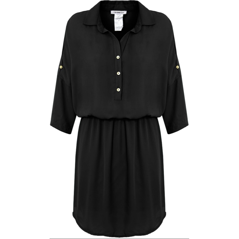 CAPITOLLIUM - VESTIDO CHEMISE CREPE M3/4 - PRETO