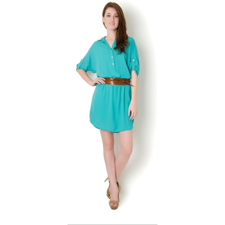 CAPITOLLIUM - VESTIDO CHEMISE CREPE M3/4 - VERDE