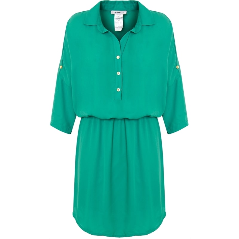 CAPITOLLIUM - VESTIDO CHEMISE CREPE M3/4 - VERDE