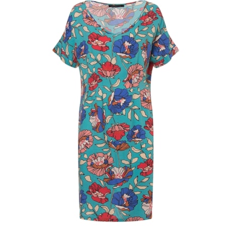 CAPITOLLIUM - VESTIDO CREPE DECOTE COM PREGAS NA CINTURA - AZUL
