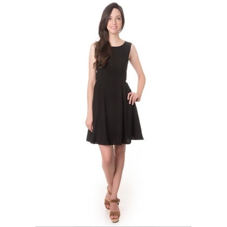 CAPITOLLIUM - VESTIDO CREPE EVASE - PRETO