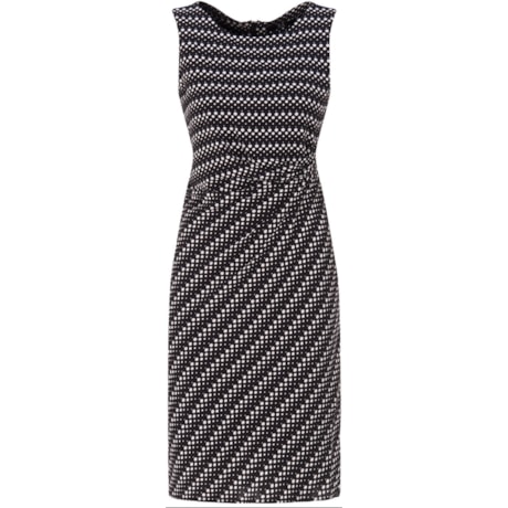 CAPITOLLIUM - VESTIDO CREPE POÁ DRAPEADO CINTURA - P&B