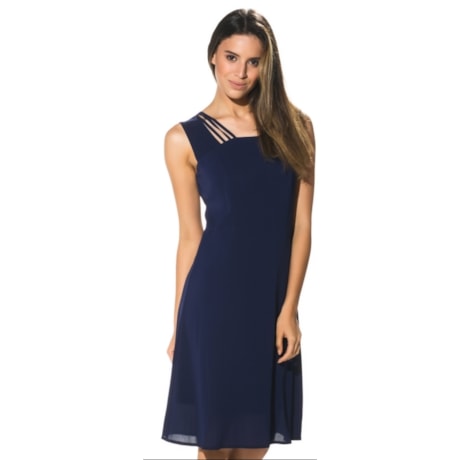 CAPITOLLIUM- VESTIDO CREPE TIRAS DECOTE - MARINHO CAPITOLLIUM- VESTIDO CREPE TIRAS DECOTE - MARINHO