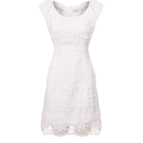 CAPITOLLIUM - VESTIDO CURTO FAIXAS GUIPURE COSTAS LISA - BRANCO