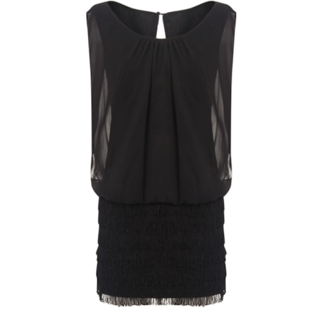 CAPITOLLIUM - VESTIDO  CURTO SAIA FRANJAS - PRETO