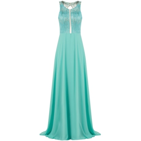 CAPITOLLIUM - VESTIDO DE FESTA LONGO CHIFFON BUSTO BORDADO EM CASCATA - TURQUESA CAPITOLLIUM - VESTIDO DE FESTA LONGO CHIFFON BUSTO BORDADO EM CASCATA - TURQUESA