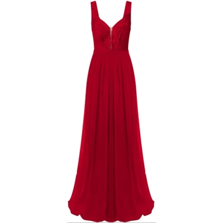 CAPITOLLIUM - VESTIDO DE FESTA LONGO CHIFFON GUIPURE BORDADO DECOTE ISABELA - VERMELHO CAPITOLLIUM - VESTIDO DE FESTA LONGO CHIFFON GUIPURE BORDADO DECOTE ISABELA - VERMELHO