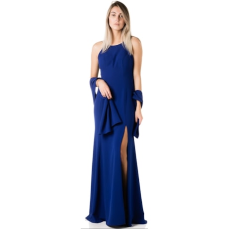CAPITOLLIUM - VESTIDO DE FESTA LONGO CREPE ALÇAS CRUZADAS COSTAS - ROYAL CAPITOLLIUM - VESTIDO DE FESTA LONGO CREPE ALÇAS CRUZADAS COSTAS - ROYAL
