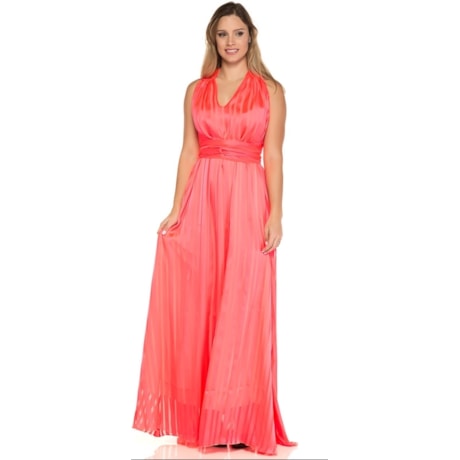CAPITOLLIUM - VESTIDO DE FESTA LONGO LISTRADO FAIXA CINTURA - ROSA CAPITOLLIUM - VESTIDO DE FESTA LONGO LISTRADO FAIXA CINTURA - ROSA