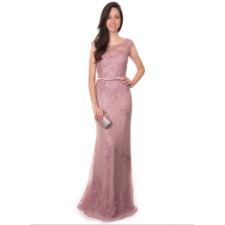 CAPITOLLIUM - VESTIDO DE FESTA LONGO RENDA BORDADO - ROSÊ CAPITOLLIUM - VESTIDO DE FESTA LONGO RENDA BORDADO - ROSÊ
