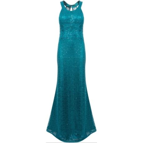 CAPITOLLIUM - VESTIDO DE FESTA LONGO RENDA COM PAETÊ E DECOTE COSTAS - TURQUESA CAPITOLLIUM - VESTIDO DE FESTA LONGO RENDA COM PAETÊ E DECOTE COSTAS - TURQUESA