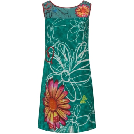 CAPITOLLIUM - VESTIDO DESENHO FLORES MANGA SEM MANGA - VERDE CAPITOLLIUM - VESTIDO DESENHO FLORES MANGA SEM MANGA - VERDE