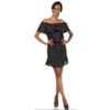 CAPITOLLIUM - VESTIDO ESTAMPADO OMBRO A OMBRO COM BABADO - PRETO