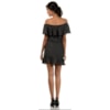 CAPITOLLIUM - VESTIDO ESTAMPADO OMBRO A OMBRO COM BABADO - PRETO