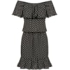 CAPITOLLIUM - VESTIDO ESTAMPADO OMBRO A OMBRO COM BABADO - PRETO