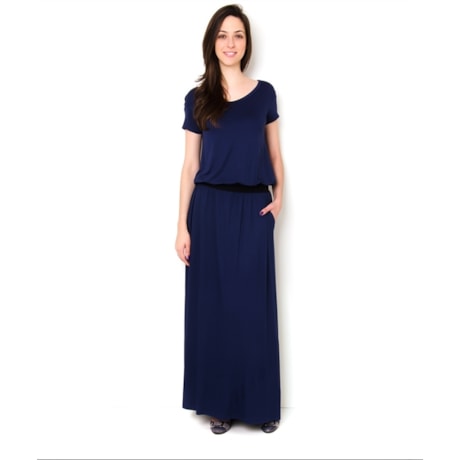 CAPITOLLIUM - VESTIDO LONGO BLUSADO LISO - PRETO
