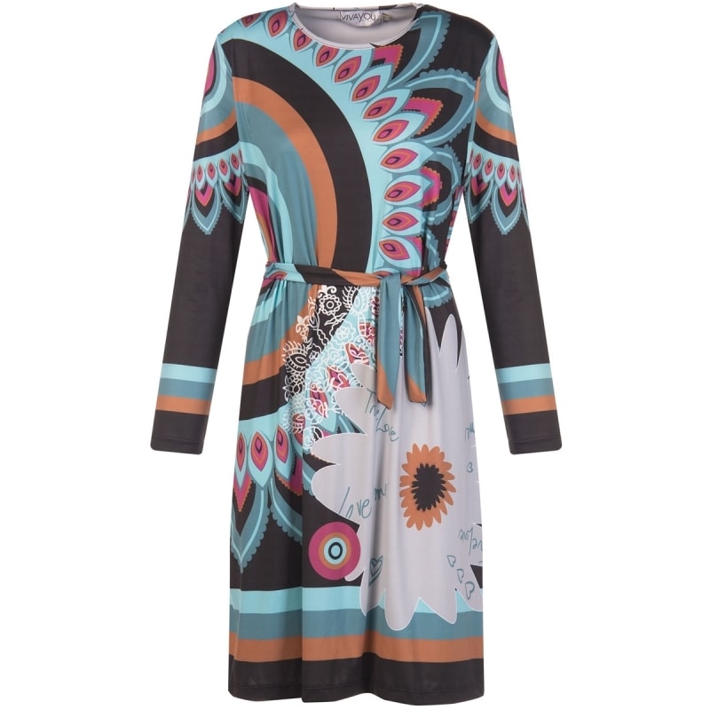 CAPITOLLIUM - VESTIDO MALHA ESTAMPADO MANGAS LONGAS - PRETO