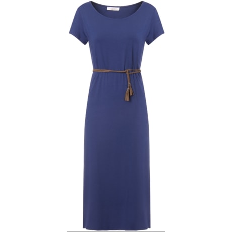 CAPITOLLIUM - VESTIDO T-SHIRT MALHA MIDI - MARINHO