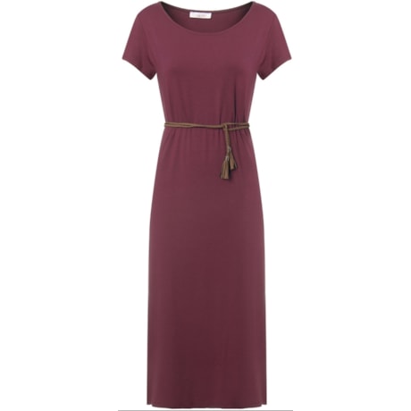 CAPITOLLIUM - VESTIDO T-SHIRT MALHA MIDI - VINHO