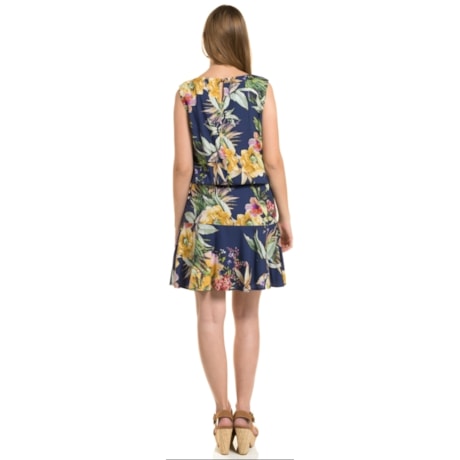 CAPITOLLIUM - VESTIDO VISCOSE ESTAMPA FLORAL BABADO BARRA - ROYAL