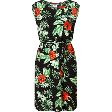 CAPITOLLIUM - VESTIDO VISCOSE FLORAL S/M - PRETO