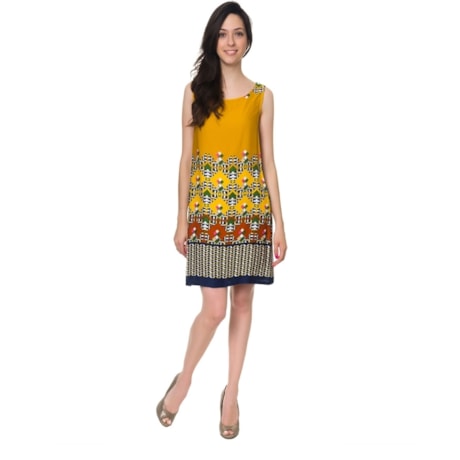 CAPITOLLIUM - VESTIDO  VISCOSE GEOMÉTRICO - AMARELO