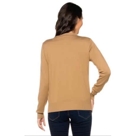 CARDIGAN MOÇA BONITA VISCOSE BOTAO MADREPEROLA - CAMELO