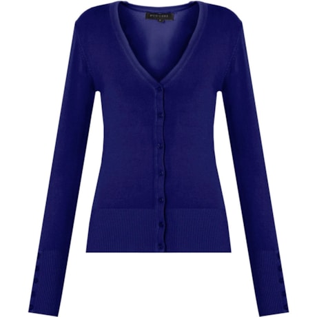 CARDIGAN TRICOT BÁSICO PUCCINI DECOTE V - MARINHO CARDIGAN TRICOT BÁSICO PUCCINI DECOTE V - MARINHO
