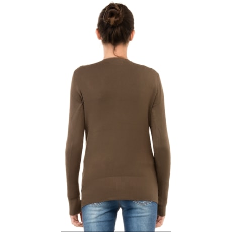 CARDIGAN TRICOT BÁSICO PUCCINI DECOTE V - OLIVA CARDIGAN TRICOT BÁSICO PUCCINI DECOTE V - OLIVA