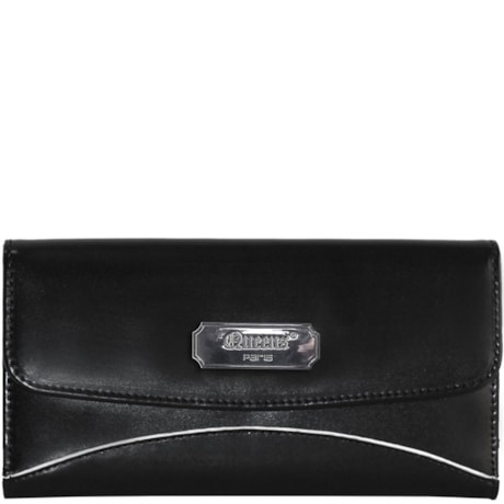 CARTEIRA BICOLOR COURO FAKE - PRETO