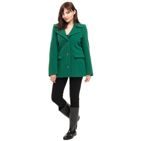 Casaco De Lã 3 4 Bolso Duplo Capitollium Casaco De Lã 3 4 Bolso Duplo Capitollium, Emerald Green Pea Coat Womens