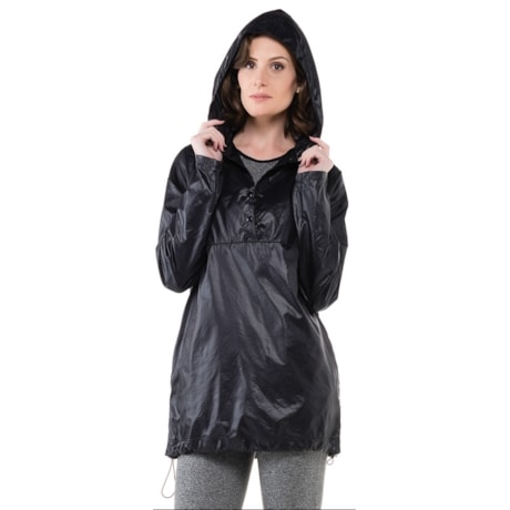 CASACO  QUEBRA - VENTO WALK TREND 7/8 COM CAPUZ - PRETO