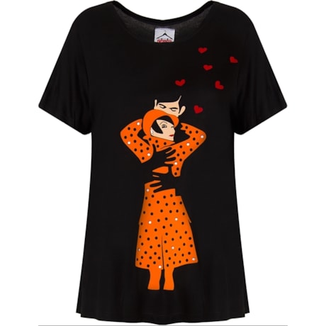 CHARI - BLUSA MALHA A M/C ABRAÇO - PRETO