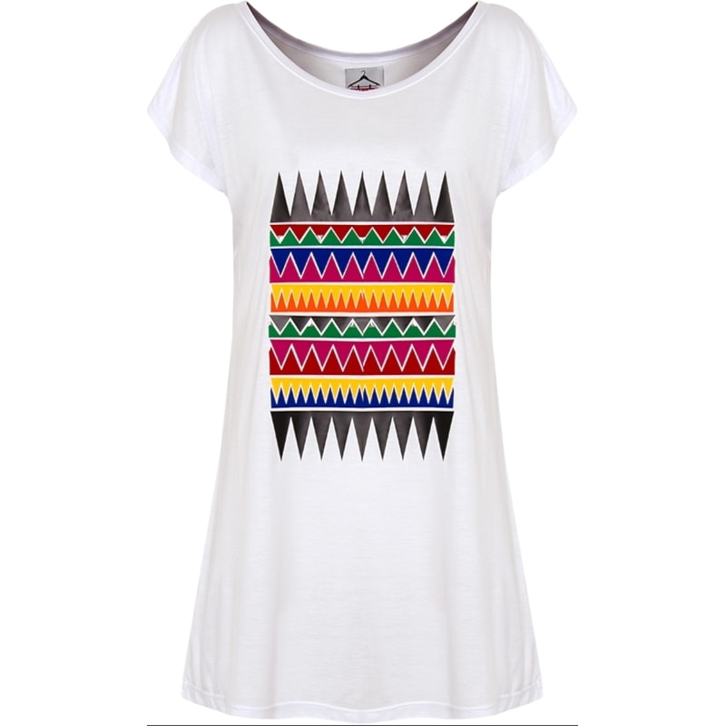 CHARI - BLUSA MALHA LONGA SILK PAINEL TRIANGULO - BRANCO CHARI - BLUSA MALHA LONGA SILK PAINEL TRIANGULO - BRANCO