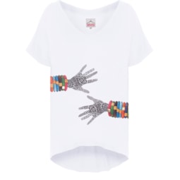 CHARI - BLUSA MALHA MÃO PULSEIRAS M/C - BRANCO