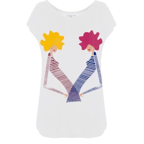 CHARI - BLUSA MULHERES LISTRADAS BARRA ARREDONDADA - BRANCO CHARI - BLUSA MULHERES LISTRADAS BARRA ARREDONDADA - BRANCO