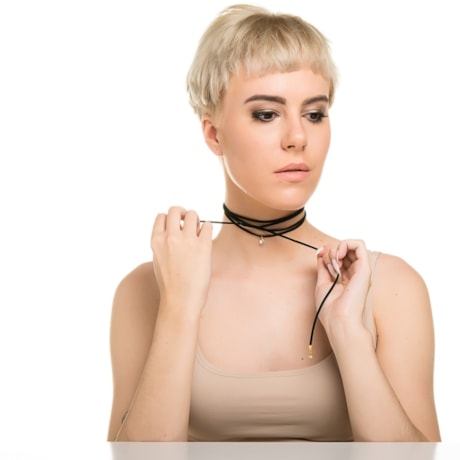 CHOKER MARCIELLI RODRIGUES DE COURO - PRETO