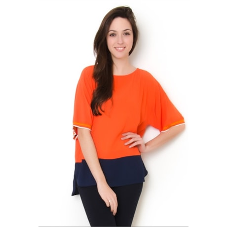 CHOLET - BLUSA CREPE BICOLOR - LARANJA