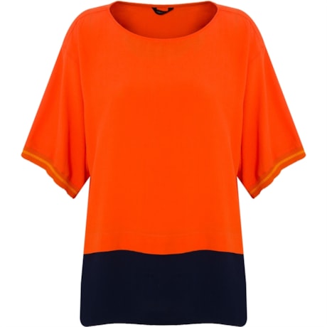 CHOLET - BLUSA CREPE BICOLOR - LARANJA