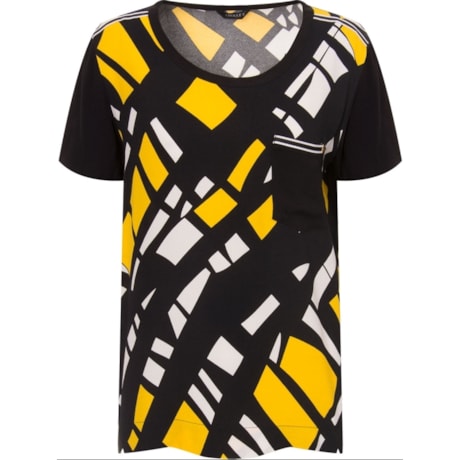 CHOLET - BLUSA CREPE XADREZ DIAGONAL - AMARELO
