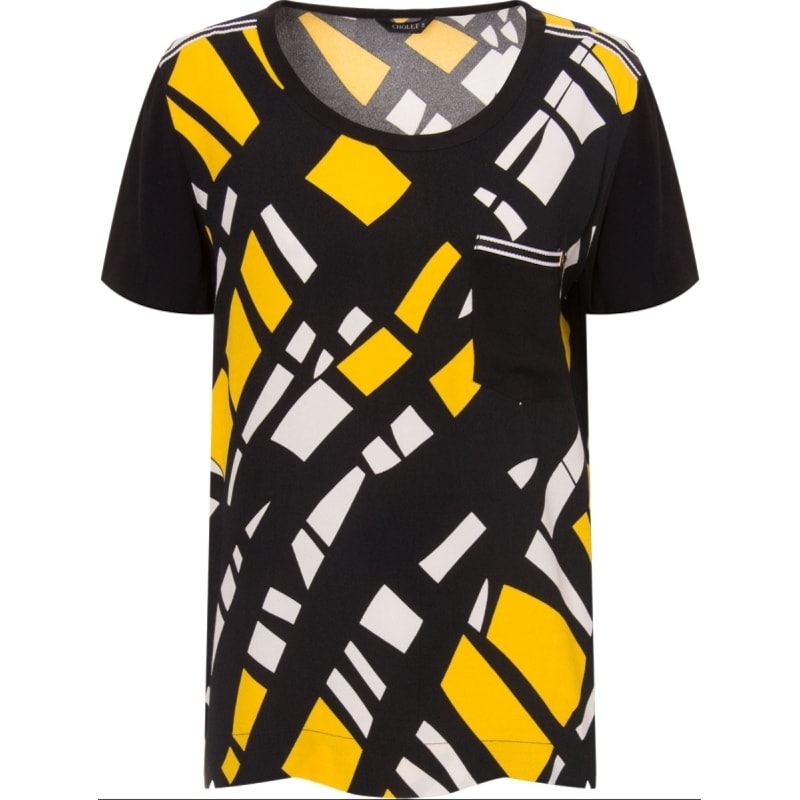 CHOLET - BLUSA CREPE XADREZ DIAGONAL - AMARELO