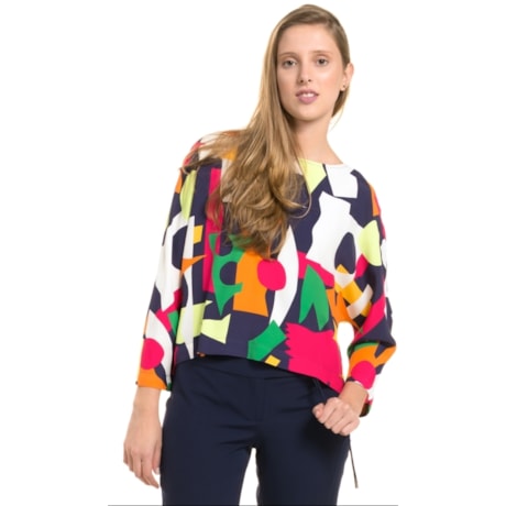 CHOLET - BLUSA CROPPED RAGLÃ AMPLA ESTAMPA ABSTRACT - OFF WHITE CHOLET - BLUSA CROPPED RAGLÃ AMPLA ESTAMPA ABSTRACT - OFF WHITE
