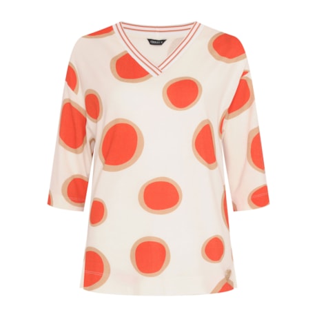 CHOLET - BLUSA DE MALHA MANGA 3/4 DECOTE V ESTAMPA BOLAS CHOLET - BLUSA DE MALHA MANGA 3/4 DECOTE V ESTAMPA BOLAS