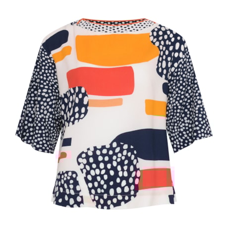 CHOLET - BLUSA DE VISCOSE MIX DE ESTAMPAS POÁ GOLA QUADRADA CHOLET - BLUSA DE VISCOSE MIX DE ESTAMPAS POÁ GOLA QUADRADA