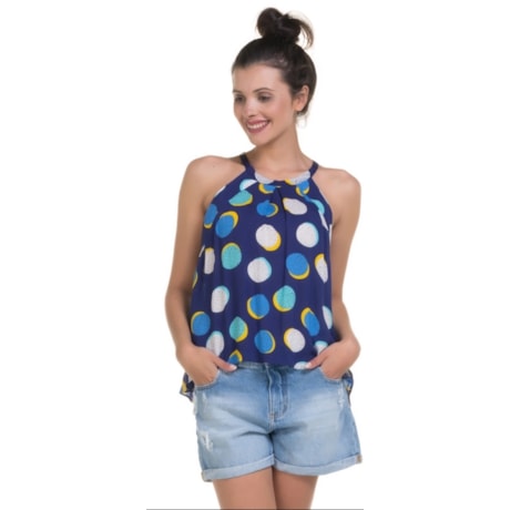 CHOLET - BLUSA ESTAMPA GRÁFICA CAVA AMERICANA - ROYAL CHOLET - BLUSA ESTAMPA GRÁFICA CAVA AMERICANA - ROYAL