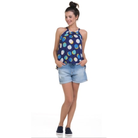 CHOLET - BLUSA ESTAMPA GRÁFICA CAVA AMERICANA - ROYAL CHOLET - BLUSA ESTAMPA GRÁFICA CAVA AMERICANA - ROYAL