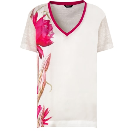 CHOLET - BLUSA GOLA V FLOR LATERAL - OFF WHITE