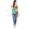 CHOLET - BLUSA M/C FRENTE ESTAMPA FOLHAS - LARANJA